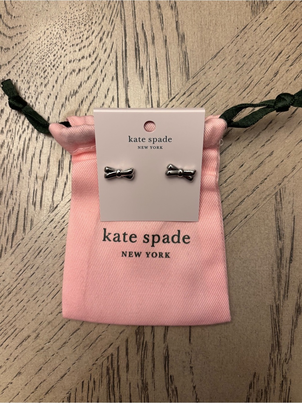 Kate Spade Silver Double Bow Stud Earrings-NWT + Dust Bag